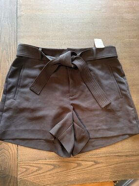 Nine West Dark Brown High-Waist Tie-Belt Shorts